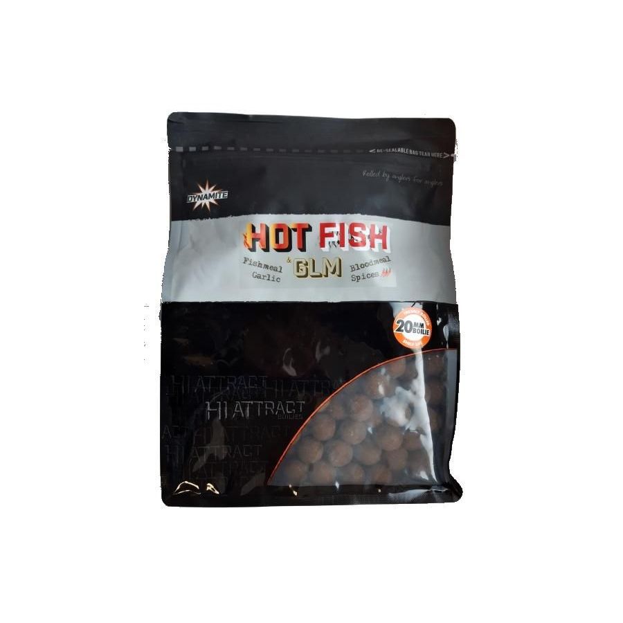 Dynamite Baits Boilies Hot Fish+GLM 20 mm 1 kg (karton 10 ks)