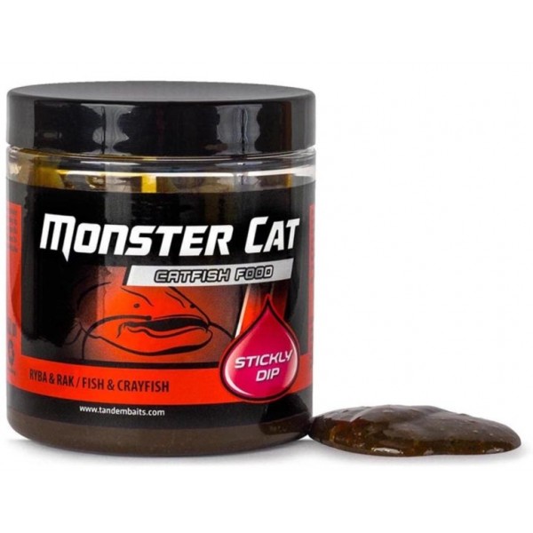 Monster Cat Sticky Dip 150ml - Tandem Baits Black Halibut (čierny halibut)