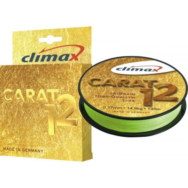 Pletená šnúra CLIMAX Carat 12 fluo žltá 135m 135m 0,13mm / 9,5kg