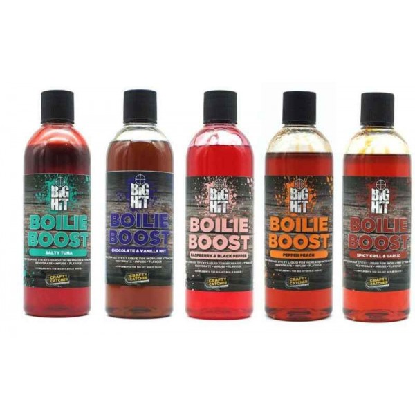 Crafty Catcher Big Hit Boilies Booster 500ml Spicy Krill + Garlic / Korenistý Krill + cesnak