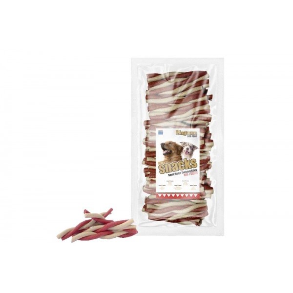 Pochúťka pre psov, točená tyčinka 12,5cm RED/WHITE