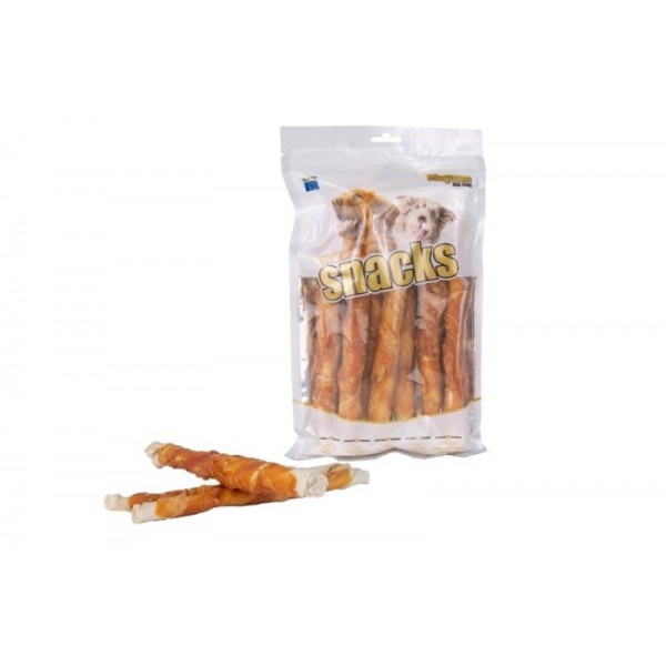 Pre psov Chicken roll on Rawhide stick 500g