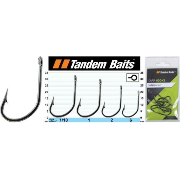 Kaprové rybárske háčiky Super Heavy - Tandem Baits veľkosť 1, 8ks