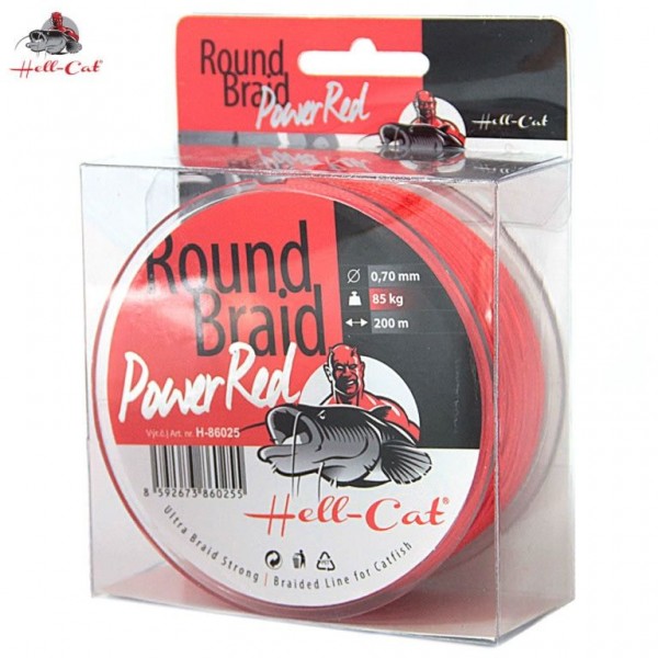 Hell-Cat Splietané šnúra Round Braid Power Red 200m | 0,70mm, 85kg