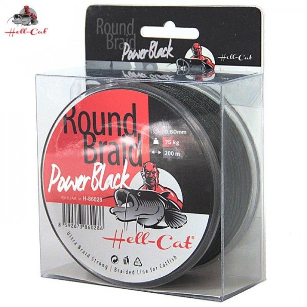 Hell-Cat Splietaná šnúra Round Braid Power Black 200m