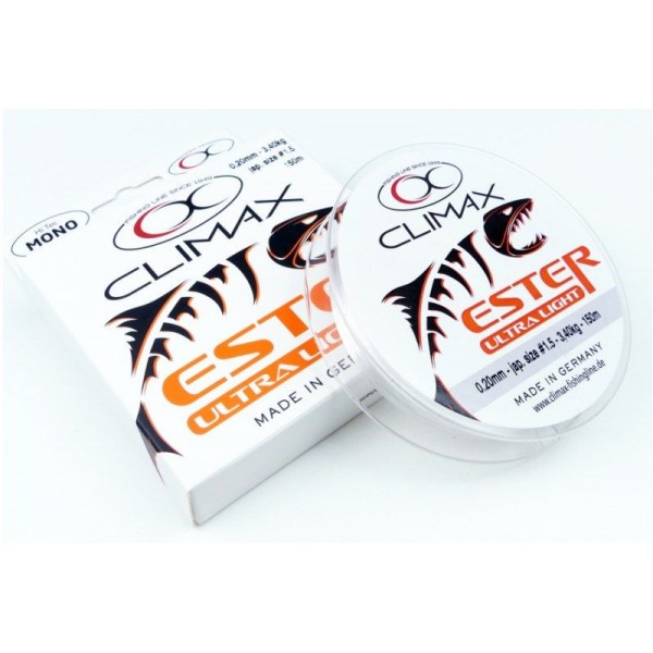 Prívlačový vlasec CLIMAX ESTER Japan Ultra Light transparent 150m Priemer: 0,125mm Nosnosť: 1,45kg
