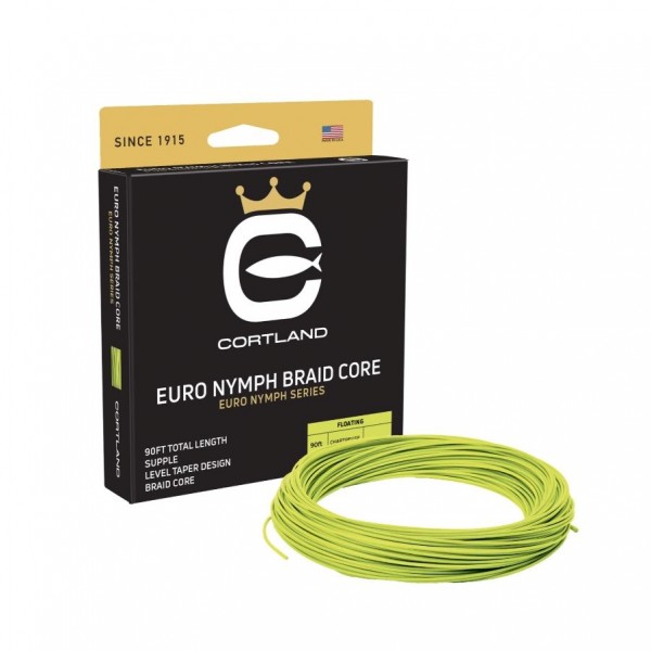 Cortland muškárska šnúra Euro Nymph Braid Core .022 Fresh Level Sage Green/Chartreuse 90ft