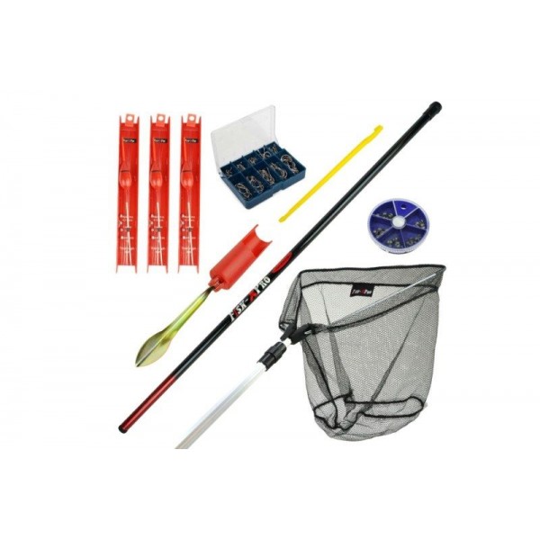 SET BIČ 4m podberák + háčiky + nadväzce s plavákom + príslušenstvo