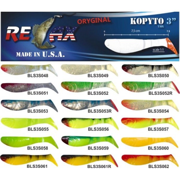 RELAX kopyto RK3-7,5cm - prívlačová nástraha 10ks BLS3S061R červený chvostík - cena za 1ks