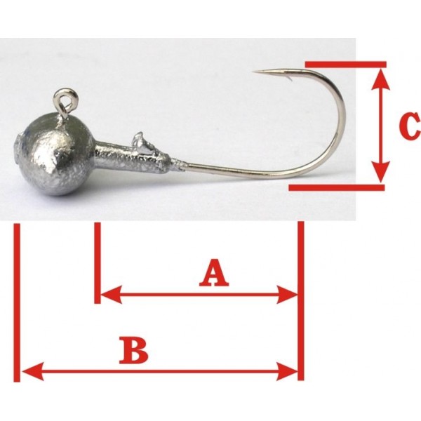 JIG háčik - VMC Guľa s kŕčkom 14,5g/háčik 3/0, A3,5cm, B4,5cm, C1,5cm