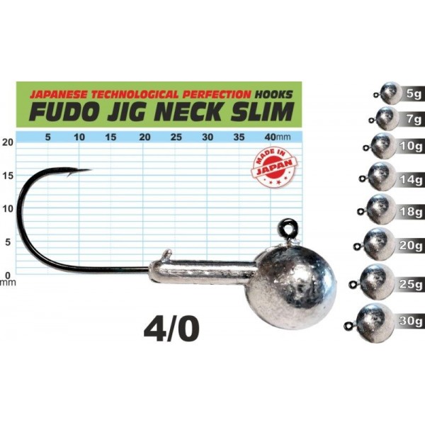 FUDO JIG PROFI Slim s krčkom 4/0 Hmotnosť: 18g / 5ks